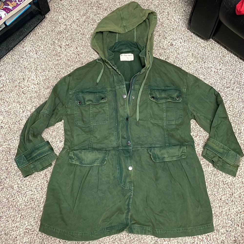 free people hooded army jacket- new